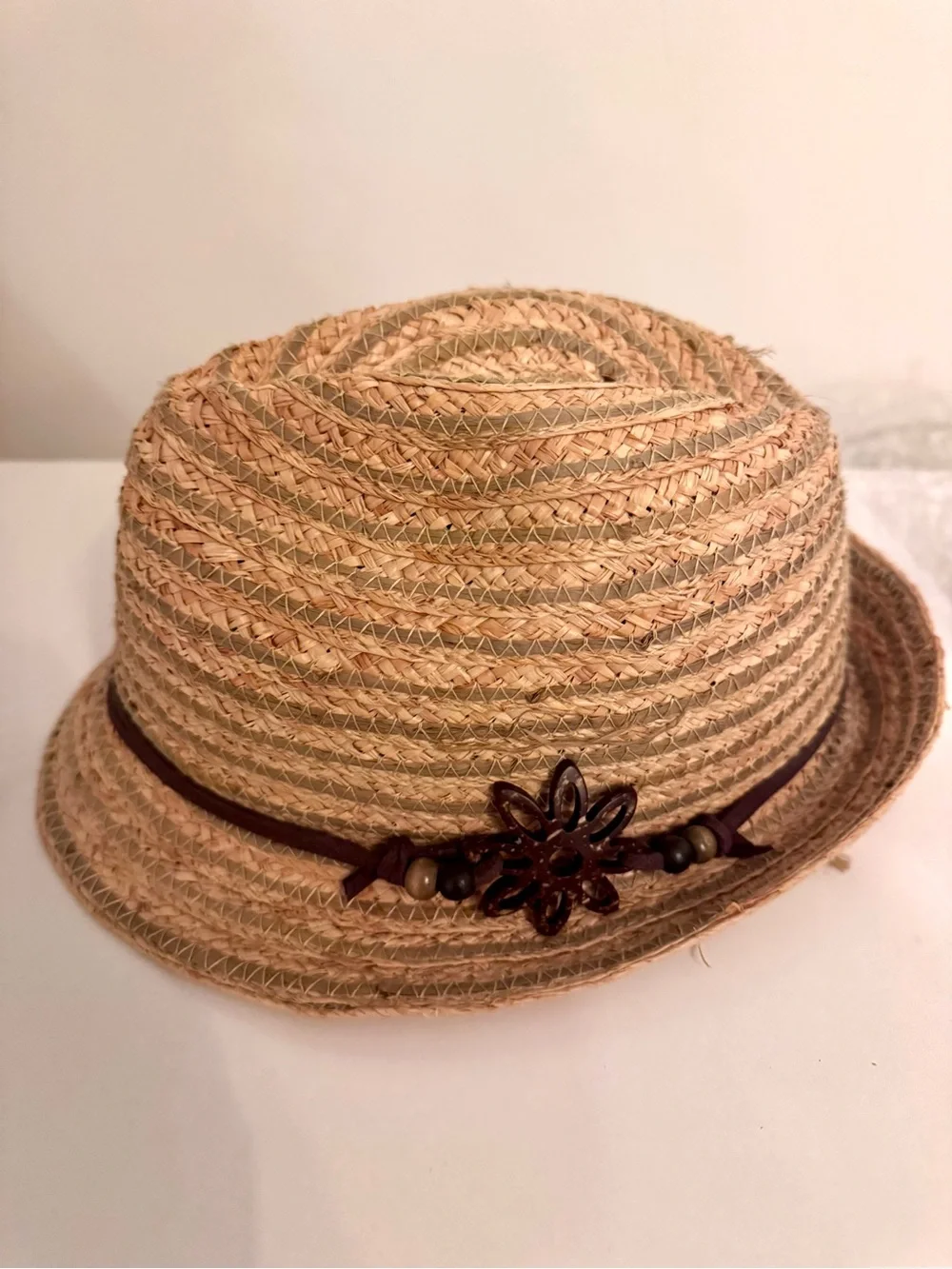 Vintage Scala Pronto Natural Fedora with Wooden Accent